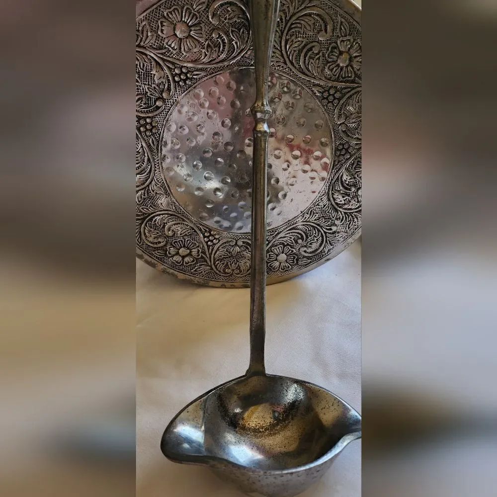Large Pewter Ladle Punch, Stew, Gumbo, Soup, Decor